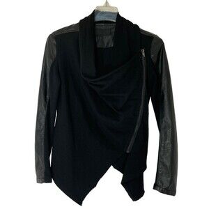 BlankNYC Black Moto Style Sweater Jacket Faux Leather